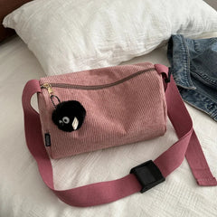 Ingvn  Solid Color Women's Corduroy Shoulder Bag Large Capacity Female Crossbody Bags Simple Design Ladies Casual Tote Purse Handbags