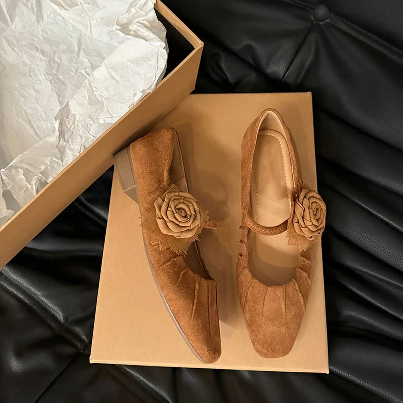 Ingvn  Women Pumps Shoes Fashion Shallow Flower Ladies Slip On Shoes Street Style Dress Mary Jane Shoes