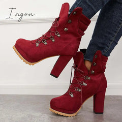 Ingvn - Non Slip Chunky Platform High Heel Boots
