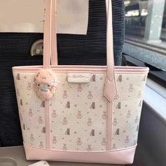 INGVN  Y2k Aesthetic Cartoon Print Shoulder Underarm Bag Fashion Chic Contrast Color Women's Handbags New Sweet Casual Kawaii Tote Bags