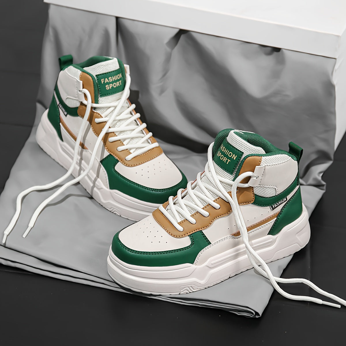Lightweight Chunky Solid Color Sneakers, Comfortable Medium Tube Thick Soled Versatile Sports Shoes for Women