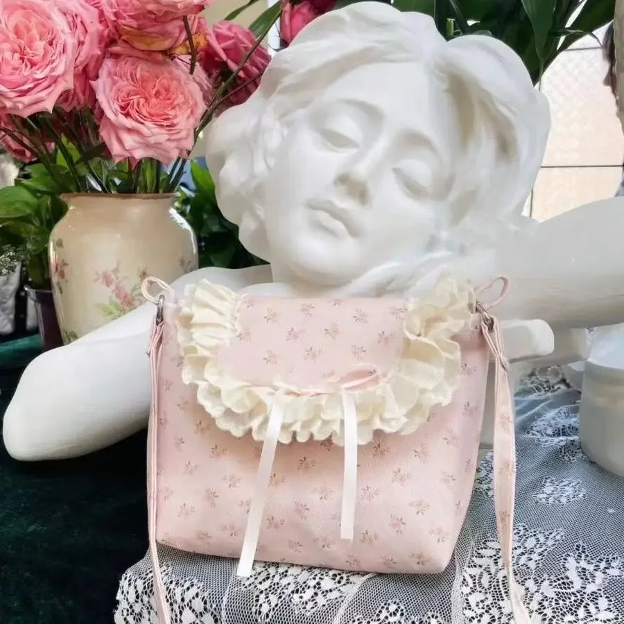 Ingvn  Sweet Cute Shoulder Bag for Women Canvas Flowers Elegant Fashion Crossbody Bag Small Casual Vintage Aesthetic New Handbag
