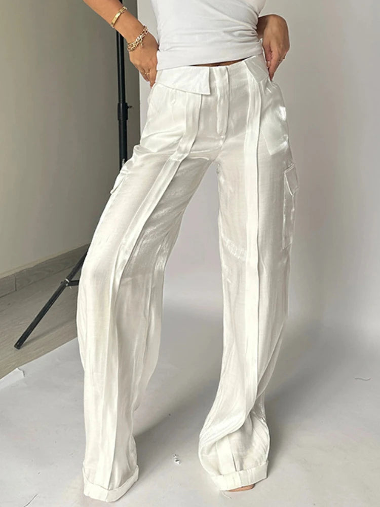 Ingvn  Women Baggy Pants Streetwear y2k Low Rise Cargo Pants  Fashion Night Club Party Holiday Long Trousers Korean Style