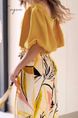 Sexy Vacation Floral Patchwork V Neck Short Sleeve Two Pieces