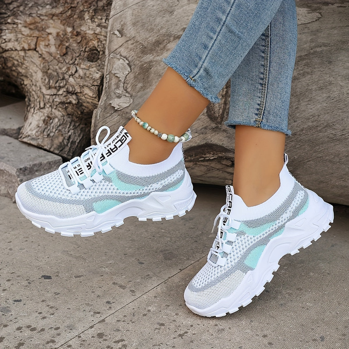 Women's Breathable Mesh Platform Sneakers, Casual Lace Up Outdoor Shoes, Comfortable Low Top Sport Shoes plus size