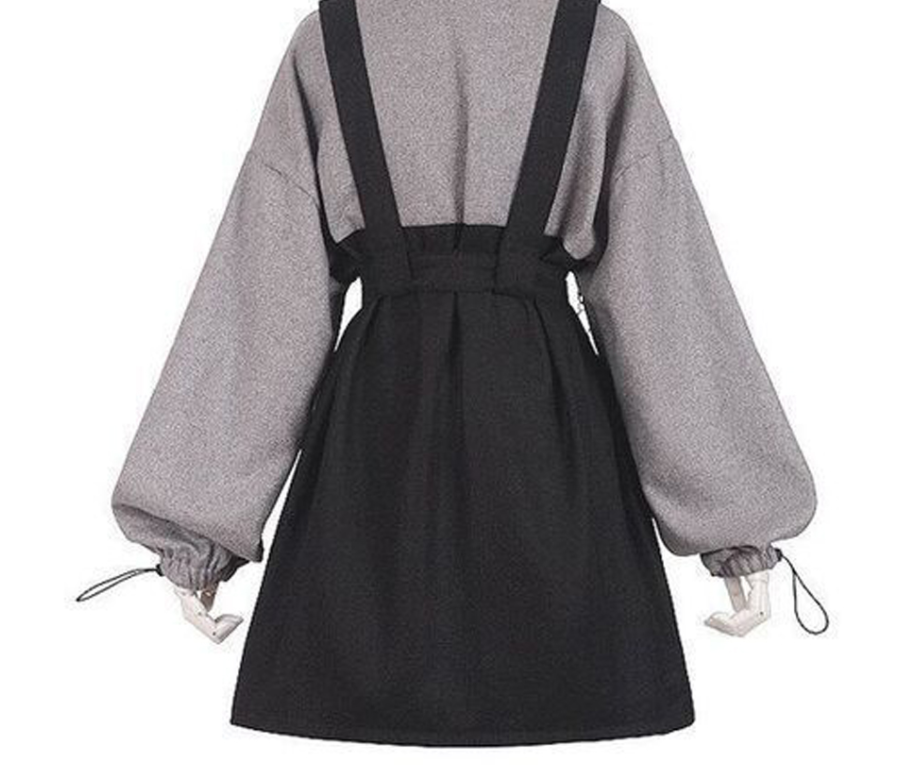 Gothic Girl High Waist Punk Mini Dress Vintage Women Dress Long Sleeve Hat Collar Fashion Sexy Lolita Black Dress Plus Size