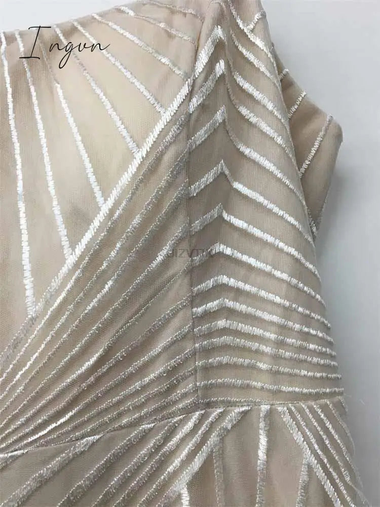 Ingvn - Sexy Slip Embroidered Maxi Dresses for Women Summer Elegant Luxury Evening Wedding Guest Formal Long Party Dress White