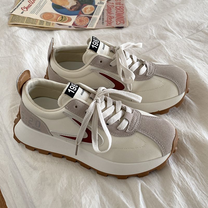 Spring Women Waffle Shoes Design Sneakers Women Sports Shoes All Matching Flat Chunky Shoes Vulcanized Shoes