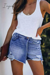 Ingvn - Ripped & Repaired Denim Skorts