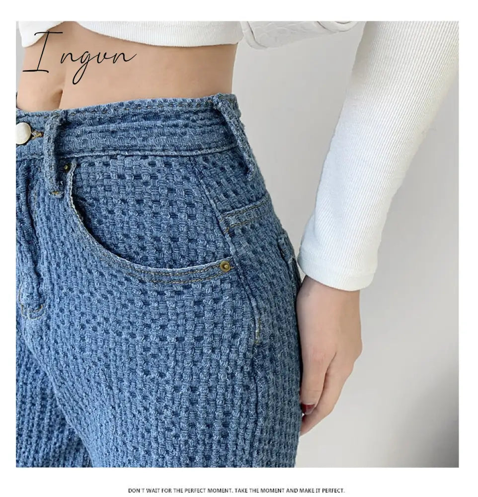 Ingvn - Women Jeans High Waist Casual Streetwear y2k Baggy Office Lady New Fashion Korean Denim Trousers Female Straight Wide Leg Pants