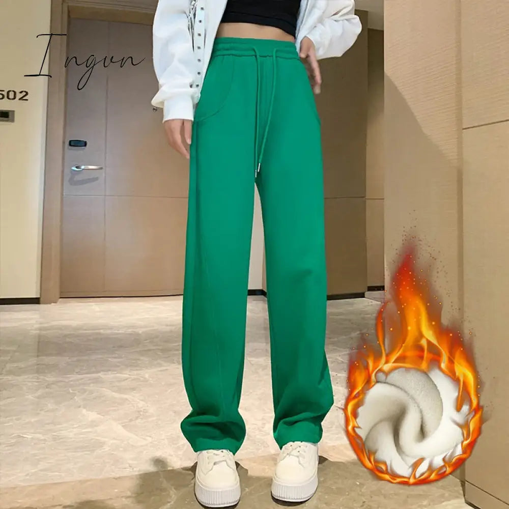 Ingvn - Sweatpants Women 2023 New Streetwear Pants High Waist Loose Trousers Casual Straight Sport Wide Leg Baggy Pants Joggers