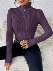 Stylish Ribbed Turtleneck Sweater for Women - Soft, Long Sleeve, Solid Color, Machine Washable, Breathable, and Comfortable - Perfect for Fall and Winter Seasons