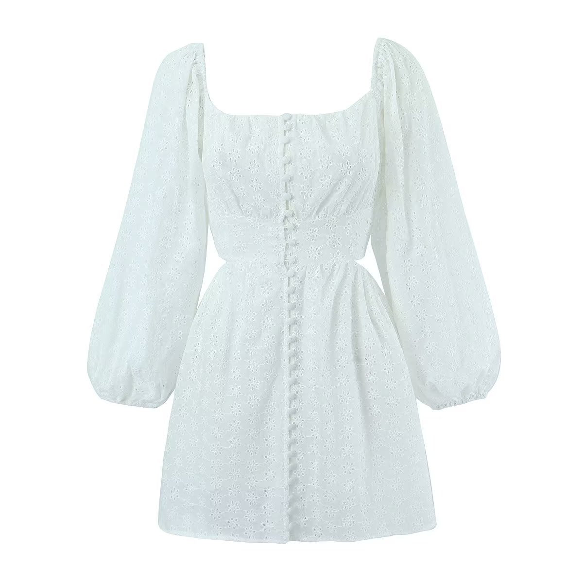 Pphmm outfit inspo Spring New Women's Solid Color off-Neck Back Cross Backless Long Sleeve Lace Short Dress