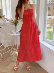 Smocked Back Tie Front Cami Dress