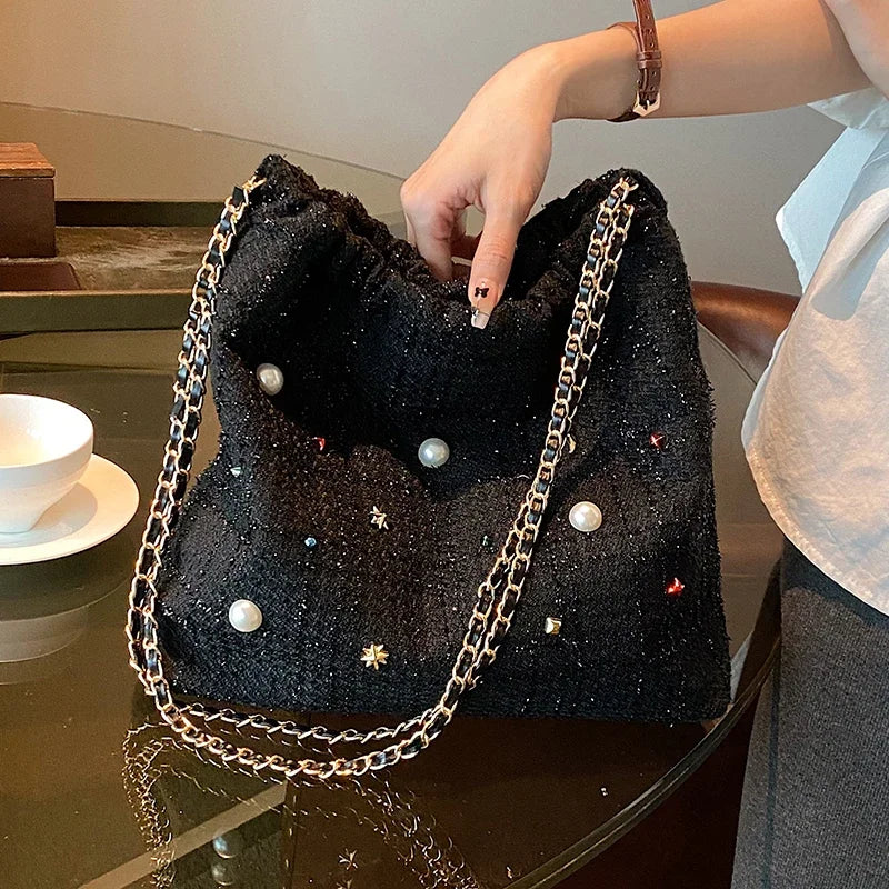 Ingvn  Large Capacity Colored Diamond Women's Shoulder Bag Fashion Design Ladies Underarm Bag Simple Soft Female Tote Purse Handbags
