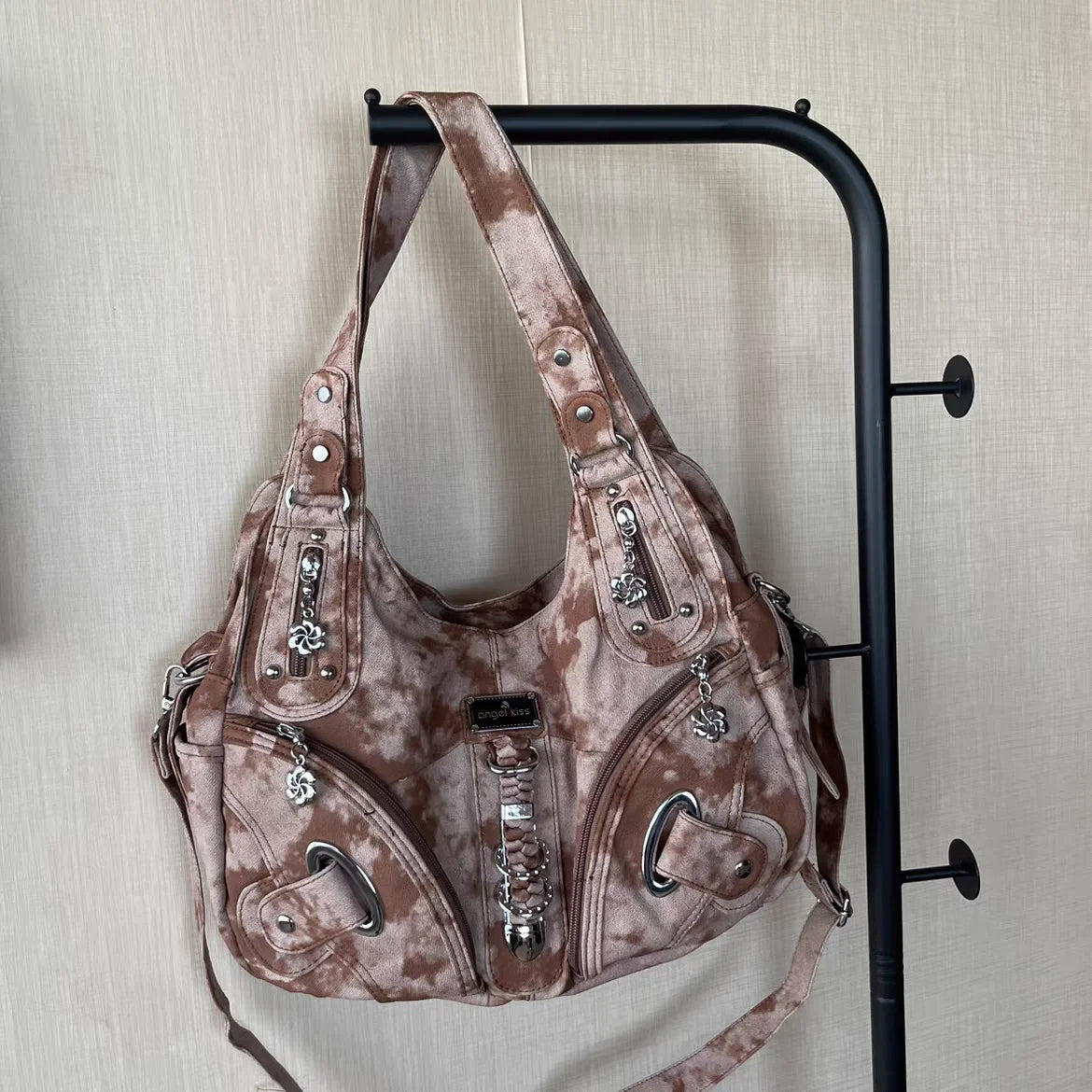 Ingvn  Y2k Vintage Shoulder Bag for Women Gothic Fashion Tie-dye Tote Bag Aesthetic Large Capacity Luxury Designer Female Handbag