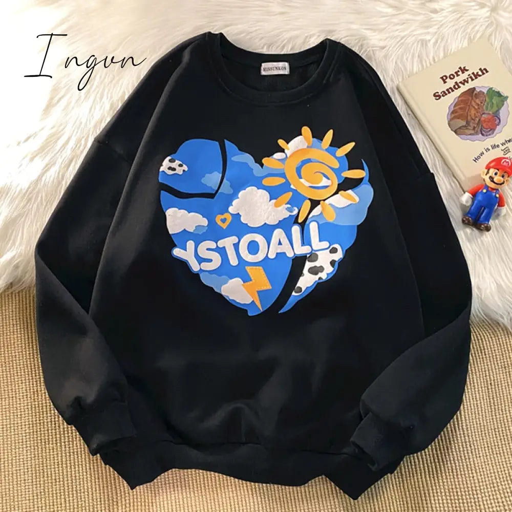 Ingvn - Women Letter Designer Love Y2k Hoodies Female Harajuku Korean Fashion Sweatshirts Girl Vintage Streetwear Hoodie