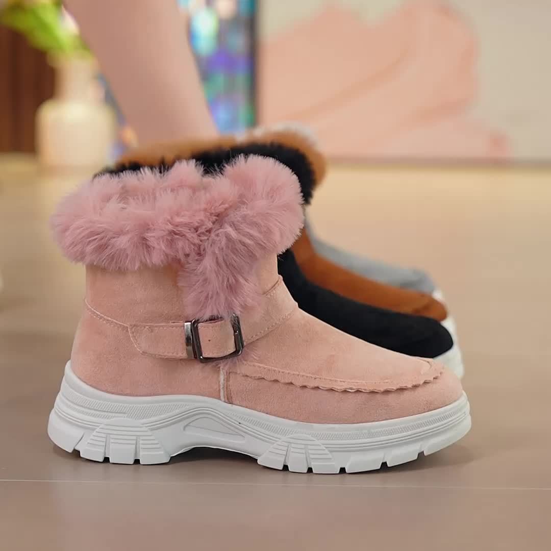 Cozy Winter Women's Snow Boots - Thick, Warm Plush Lining with Anti-Slip Sole, Round Toe Zipper Design, Fashionable Flat Heel