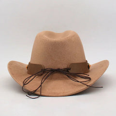Women Men Cowgirl Hat Wide Brim Bull Head Belt Western Panama Jazz Hat for Wedding Rave Party Travel Accessories