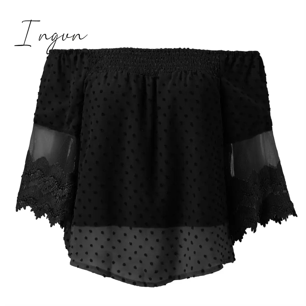 Ingvn - Women Off Shoulder Solid Tops Fashion Short Sleeve Backless Tassel Irregular Blouse Female Clothes Hipster Summer Oversize Shirt