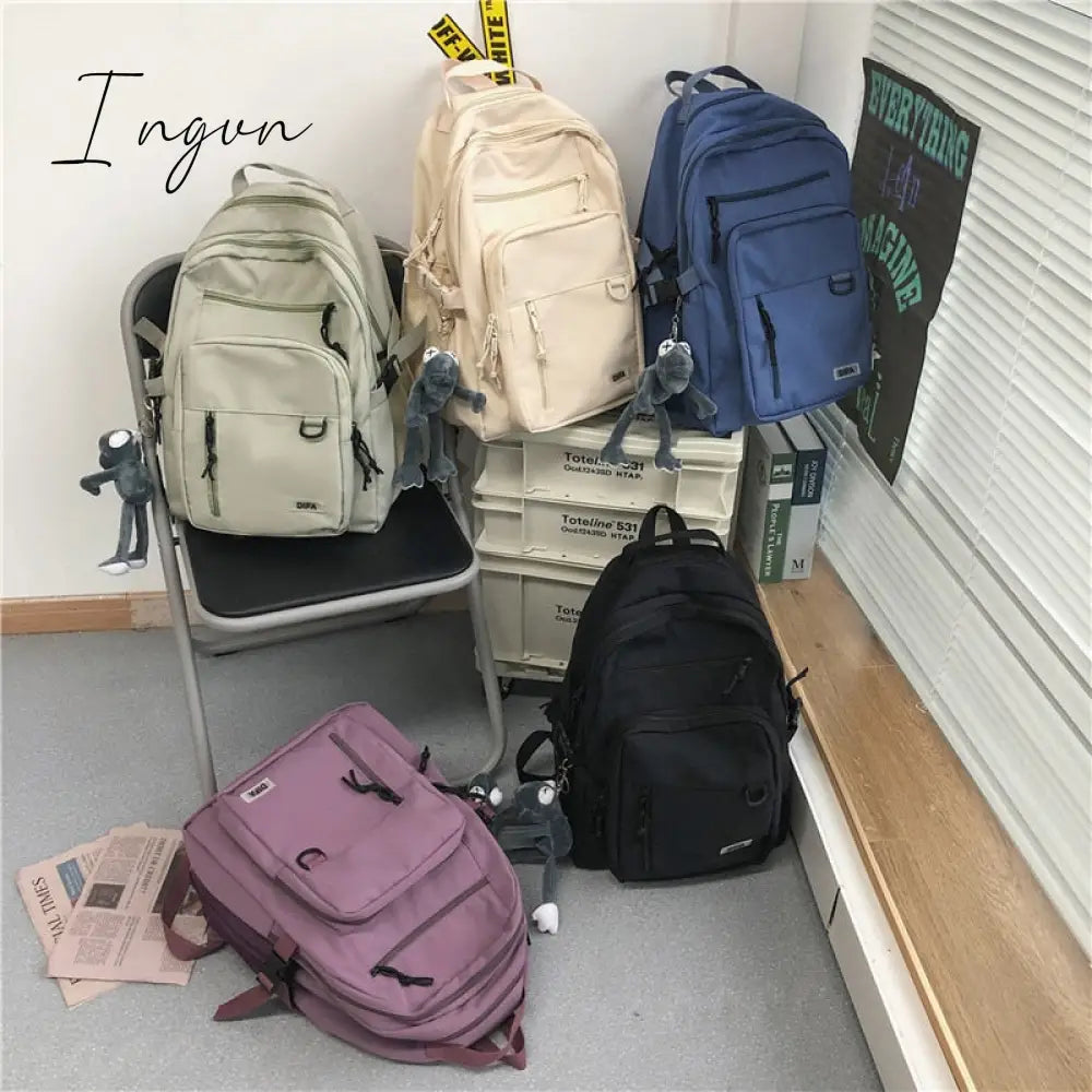 Ingvn - Aesthetic College Multi-Pocket Backpack