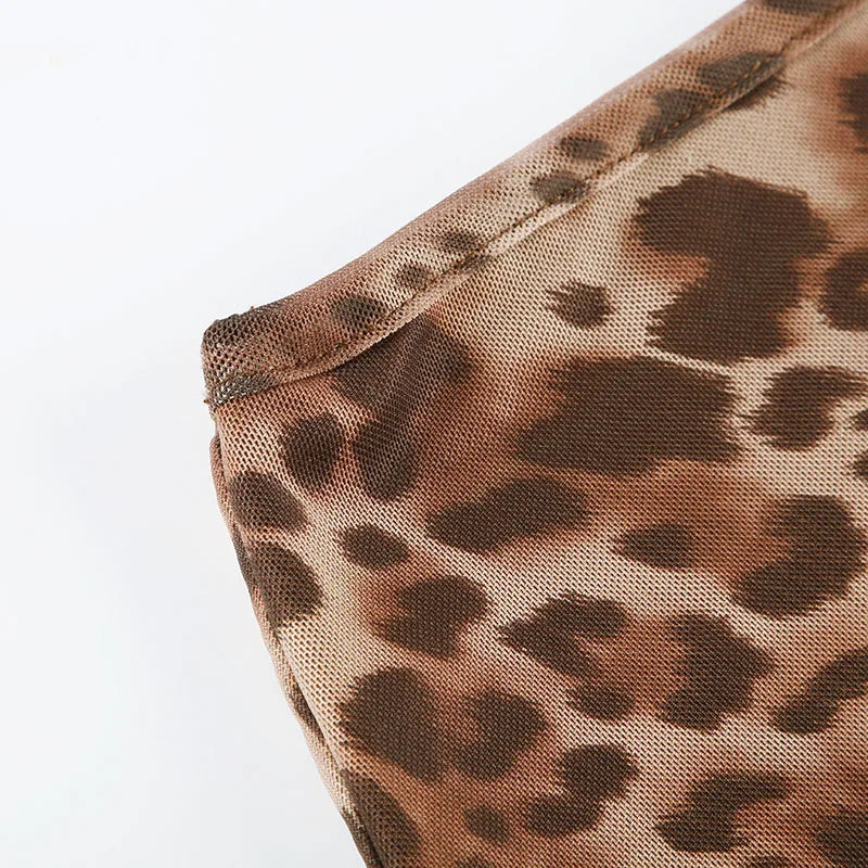 Vintage y2k Leopard Print Midi Skirt Women Low Rise Patchwork Straight Long Skirts 2000s Aesthetic Ladies Clothing Casual