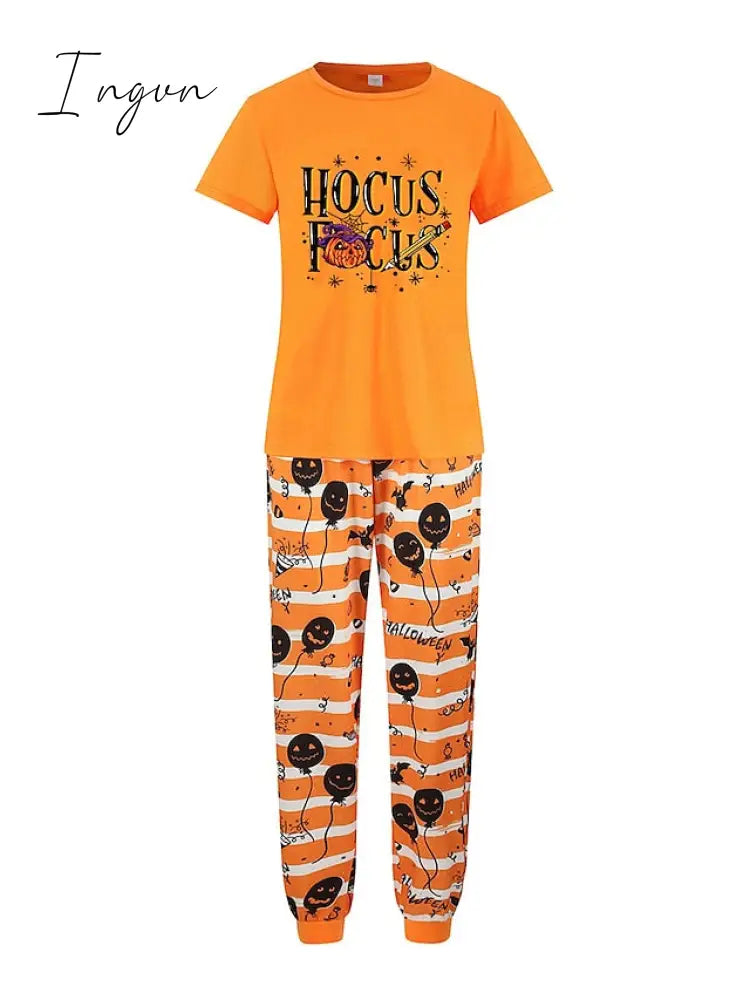 Ingvn - Women's Pajamas Sets Animal Letter Simple Casual Comfort Home Christmas Halloween Polyester Breathable Crew Neck Short Sleeve T shirt Tee Pant Summer Fall Black White