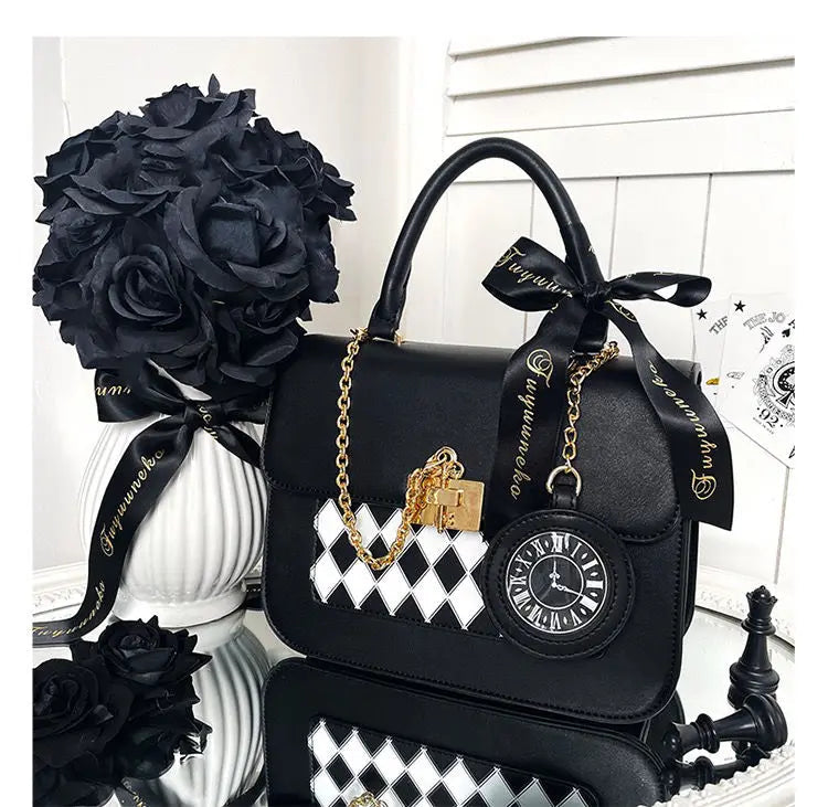 INGVN  Cute Lolita Party Itabag Summer Kawaii Japanese Sweet Bow-knot Handbags for Women White PU Leather Messenger Bag