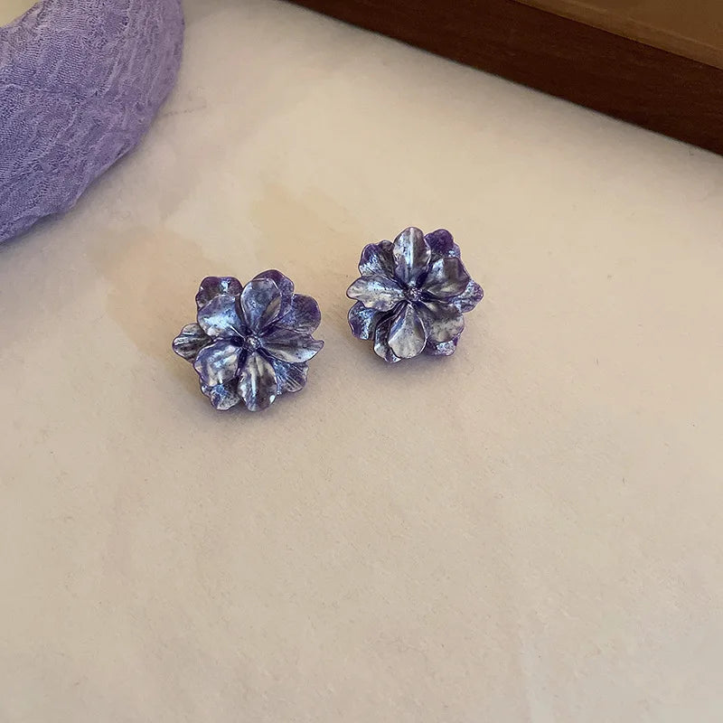 Acrylic White Camellia Flowers Stud Earrings for Women Fashion Temperament Fairycore Earring Party Wedding Jewelry Wholesale