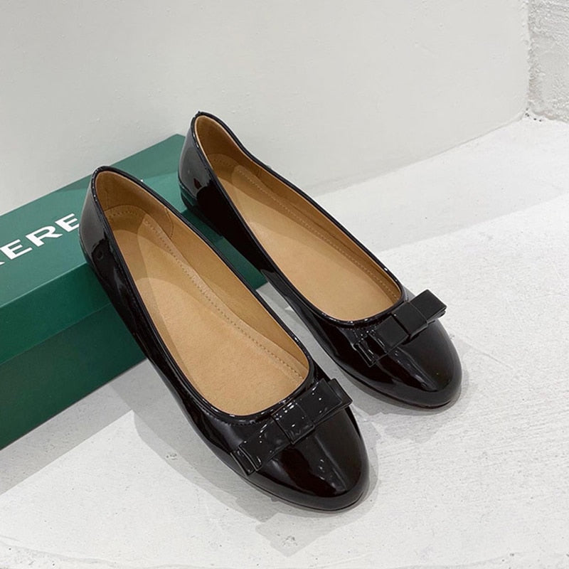 Black Ballet Flats Shoes Women Spring Quilted PU Leather Slip on Ballerina Luxury Round Toe Ladies Dress Shoes Zapatos De Mujer
