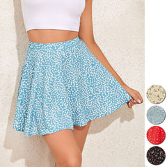 Women's European and American Floral Skirt High Waist Umbrella Skirt Invisible Zipper Chiffon Printed Skirt for Women