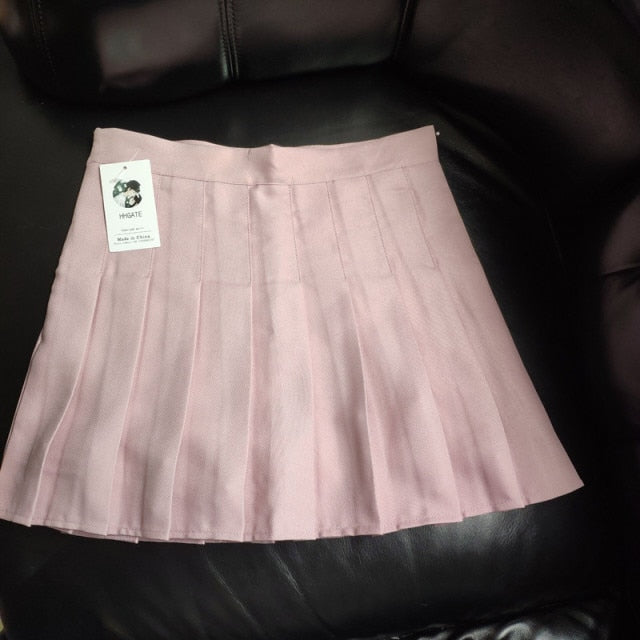 XS-XXL Spring Summer Autumn Women Skirts Student Girl Striped Pleated Waist Female Sweet Mini Dance Plaid Black White Pink Skirt