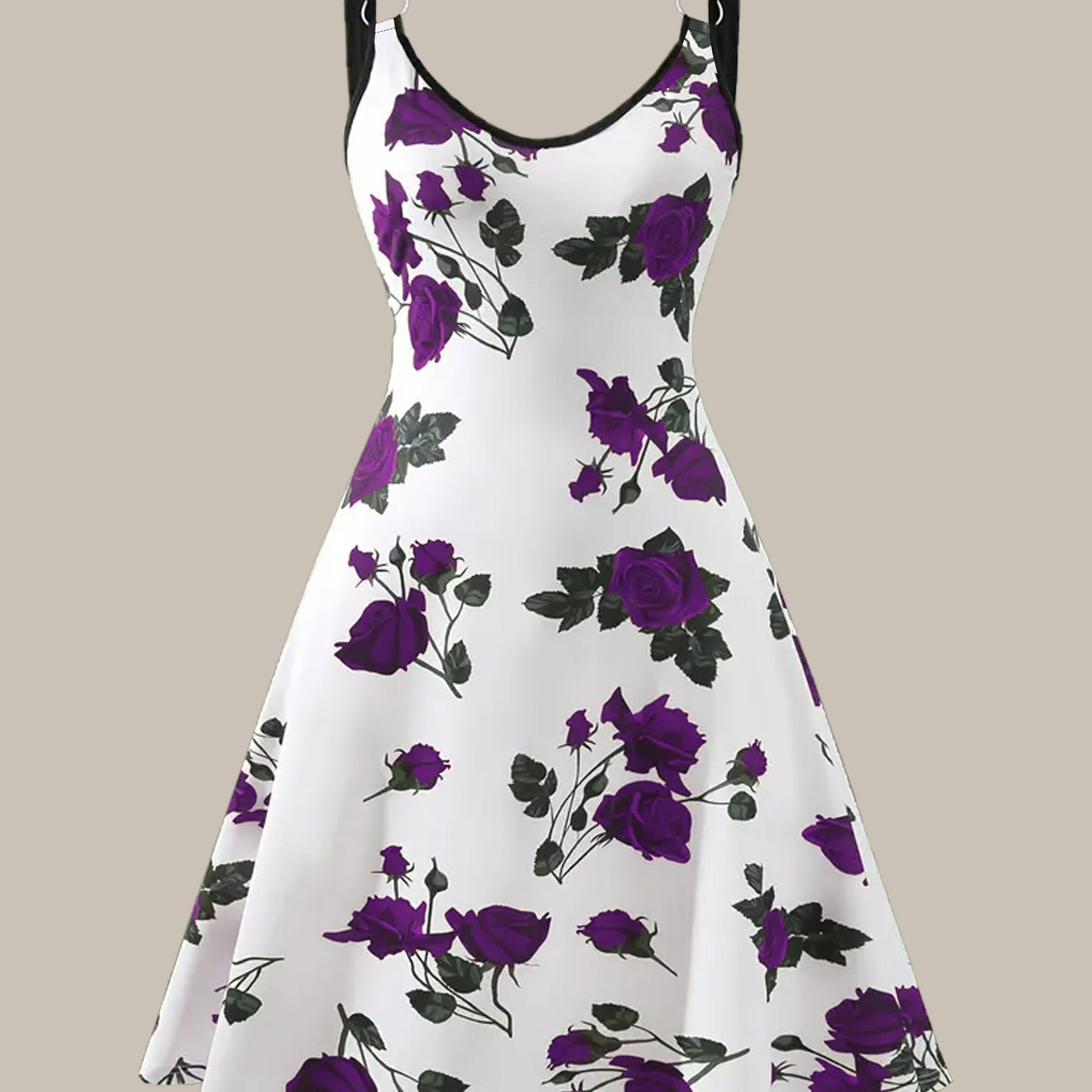 Plus Size Bohemian Floral Print Dress - Stylish V Neck Sleeveless Suspender Style - Comfortable Summer Clothing for Fashion-Forward Women