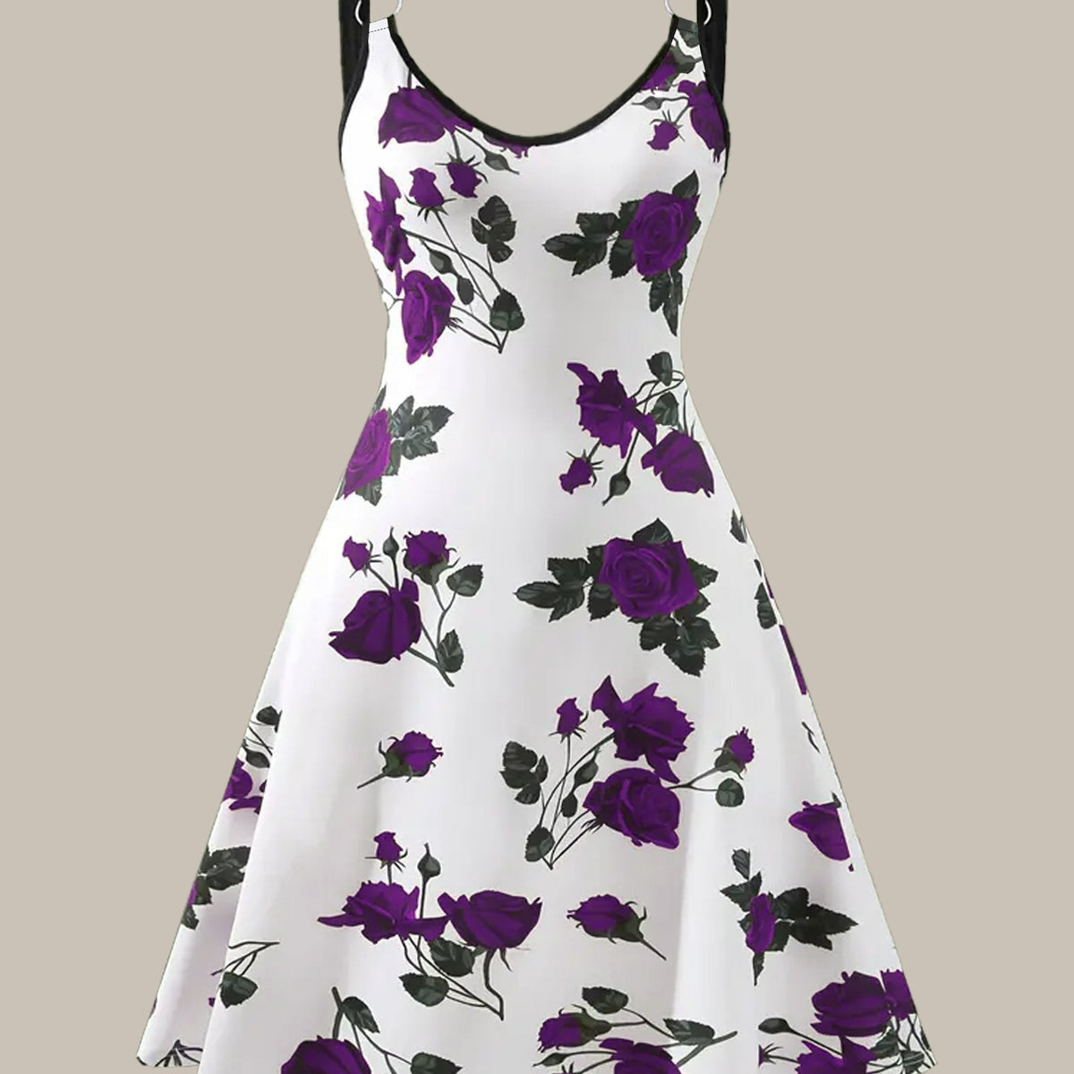 Plus Size Bohemian Floral Print Dress - Stylish V Neck Sleeveless Suspender Style - Comfortable Summer Clothing for Fashion-Forward Women
