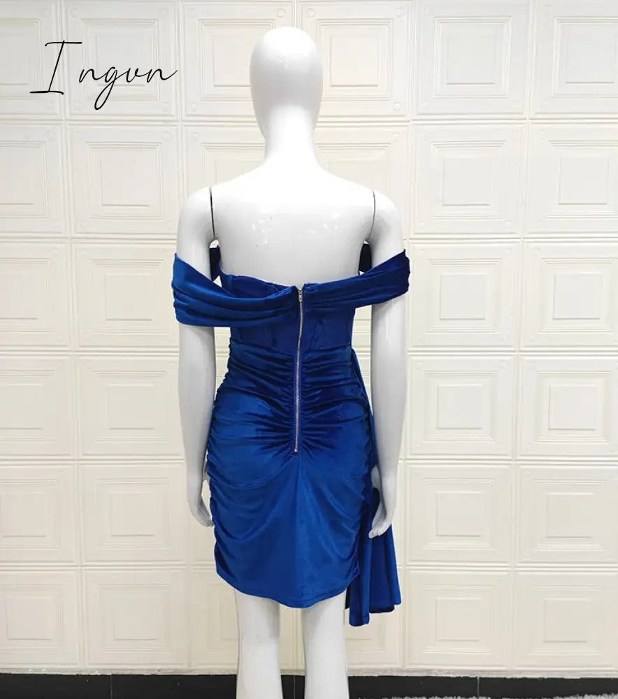 Ingvn - Spring Outfits Trends Draping Off Shoulder Corset Dress High Quality Christmas Summer Bodycon Dress Women Sexy Evening Club Dress Outfit