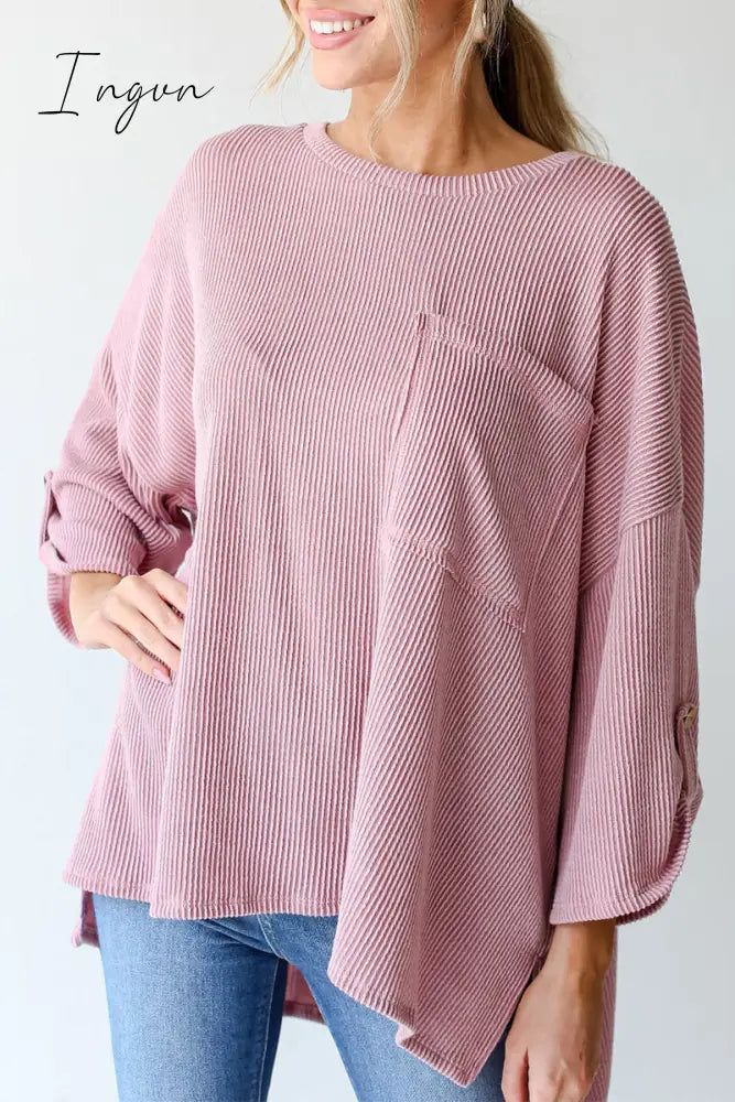Ingvn - Casual Solid Pocket O Neck Tops