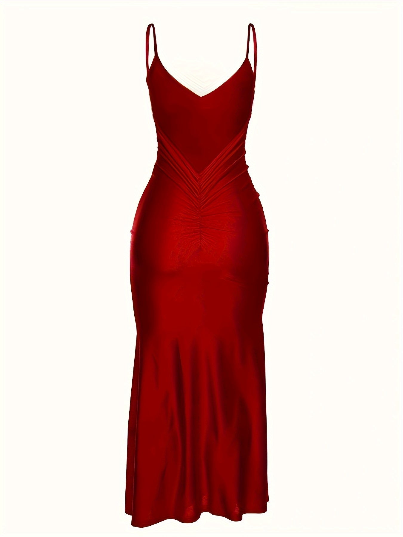 Alluring V Neck Spaghetti Strap Backless Dress - Seamless Solid Bodycon for Night Out - Fashionable Womens Clubbing Gown