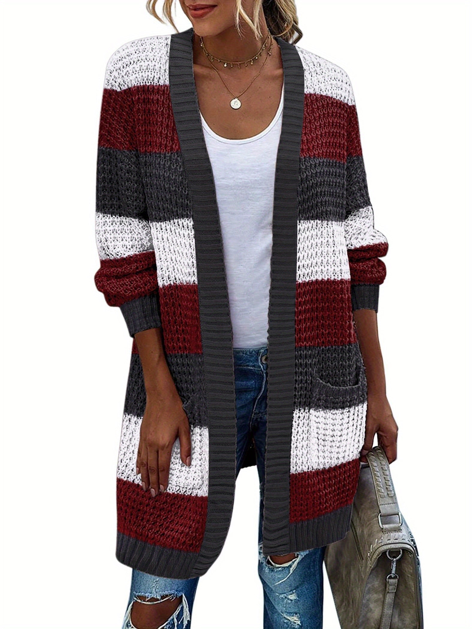 New Season Women's Oversized Lantern Sleeve Open Front Chunky Knit Fall Sweater Cardigan with Cozy Outwear Design