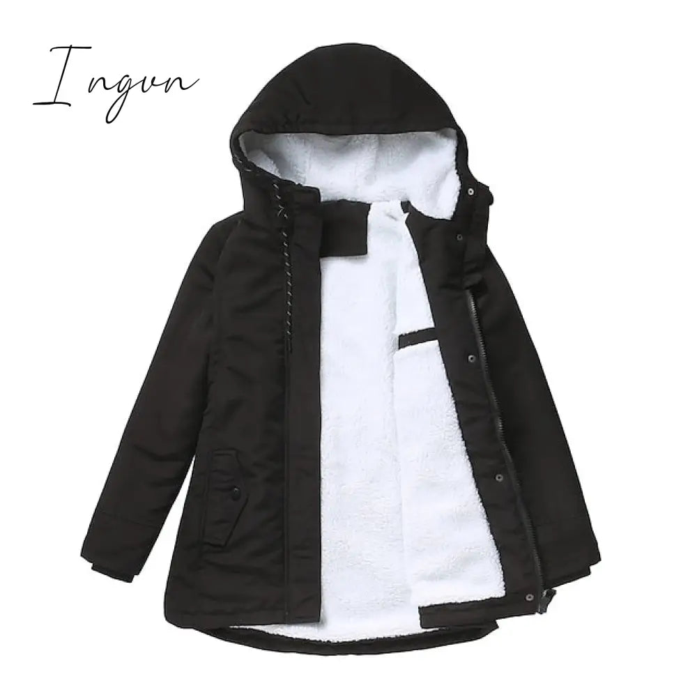 Ingvn - Women's Parka Street Fall Winter Long Coat Windproof Warm 3 in 1 Loose Casual Sports Jacket Long Sleeve Solid Color Zipper Purple Blushing Pink  Waterpoof  Daily Wear Down  Parkas  Lined