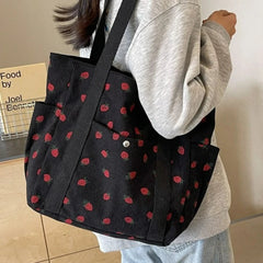 Ingvn  Fashionable Beautiful Corduroy Shoulder Bag Personalized High Grade Commuting Handbag Casual Simple Large Capacity Mommy Bag