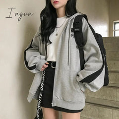 Ingvn - Oversized Hoodies Women Casual Long Sleeve Loose Sweatshirts Female Harajuku Street Boyfriend Style Sweatshirt Fleece Clothes