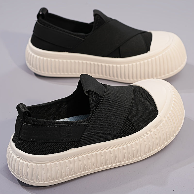 Comfortable Women's Breathable Knit Sneakers - Soft, Lightweight, Casual Slip On Shoes for Outdoor Activities, Low Top Design for Everyday Wear