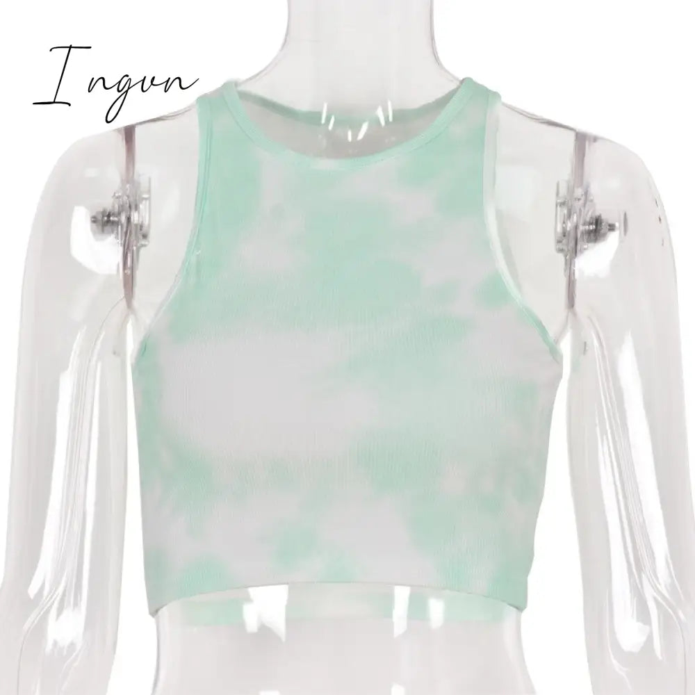 Ingvn - Women Sport Crop Tops Sexy Summer Halter Fashion Corset Top Tie Dye Tank Tops