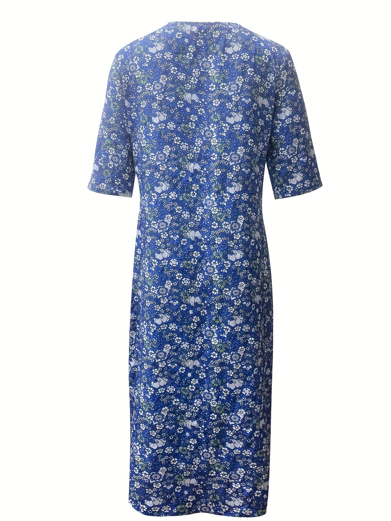 Vibrant Ditsy Floral V-Neck Dress - Comfy Ruched Design with Handy Pockets - Perfect for Summer Casual Outings, Women’s Fashion