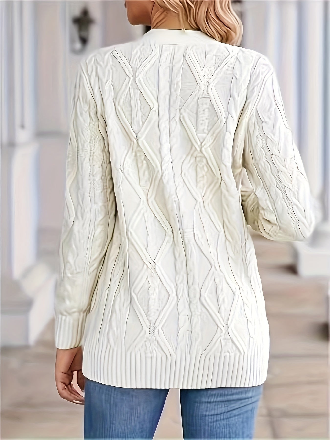 Cozy Cable Knit Long Sleeve Cardigan - Women's Casual Single Breasted Cardigans with Pockets for Spring & Fall - Soft, Comfortable, and Stylish Women's Clothing