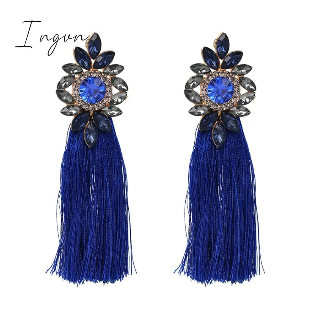 Ingvn - Bohemia Multicolored Tassel Earrings For Women Fashion Party Jewelry Fringe Dangle Earrings Statement Brincos 2023 Trend