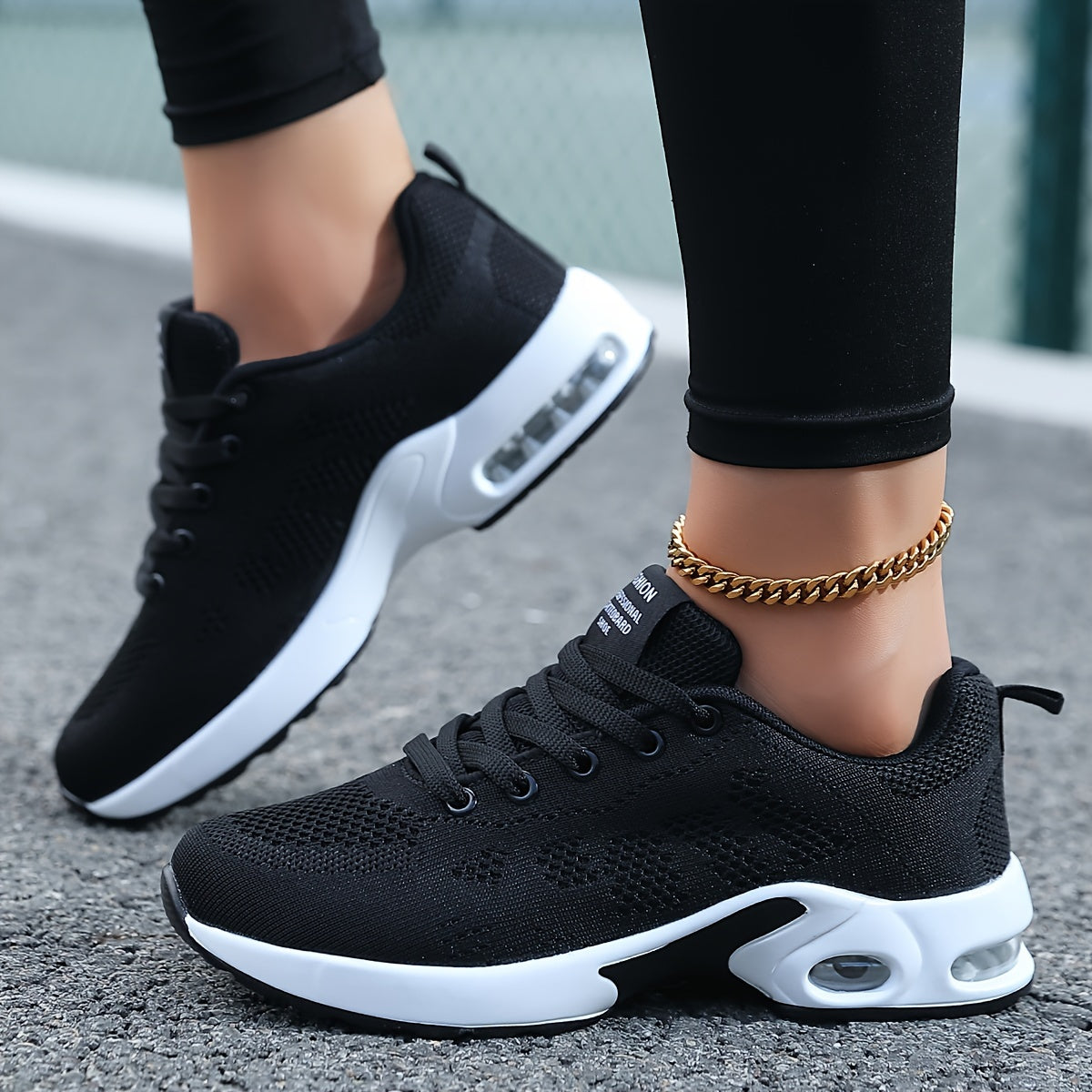 Women's Breathable Mesh Running Shoes with Air Cushion - Lightweight, Lace-Up Casual Sneakers for All Seasons