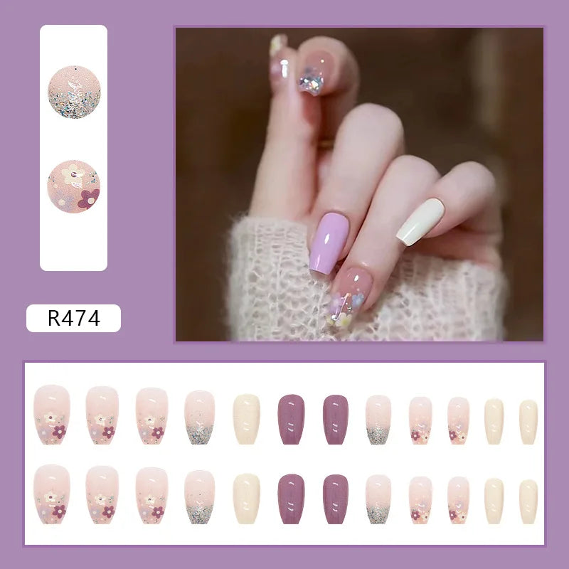 24pcs Lemon Short Wear Tips Nail False Patch Press on Nails Supplies for Professionals Artifical Fake Nails Faux Ongles Uñas