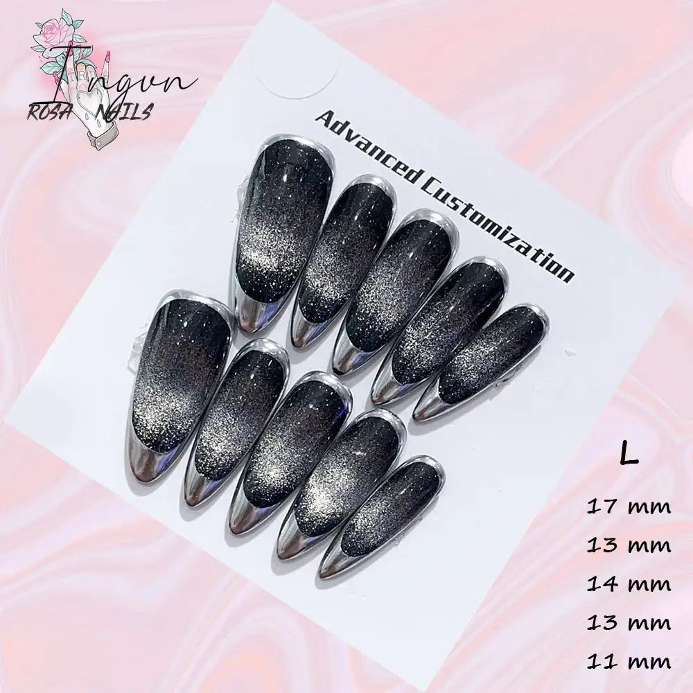 Punk Dragon Charms Press on Nail Artificial Long False Nails XS Black Dragons Goth Presson Tips Butterfly Fake Nail y2k Pressons