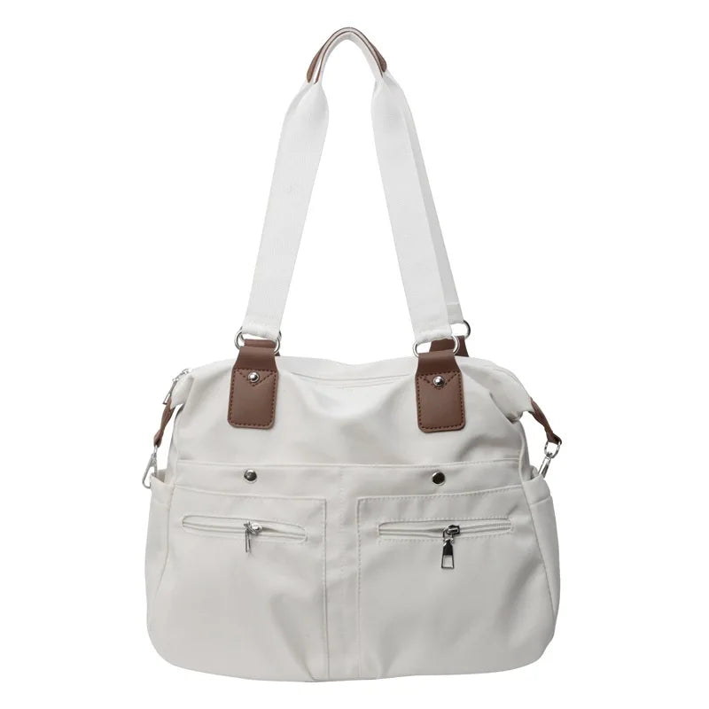 Ingvn  Simple Design Women Canvas Shoulder Bag Ladies Large Capacity Multilayer Travel Handlebag Sports Shopping Casual Tote Bag